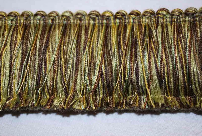 Parisia 402 281 Green Brown Brush Fringe Trim Fabric New