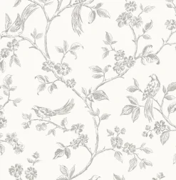 Brewster 2814-24977 Aaron White Bird Trail Wallpaper Hot
