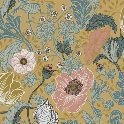 Brewster/ASP 2948-33002 Anemone Mustard Floral Wallpaper> Architectural