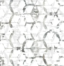 Brewster/ASP 2969-26043 Augustine Black Distressed Geometric Wallpaper New