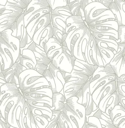 Brewster/ASP 2964-87344 Balboa Silver Botanical Wallpaper> Architectural