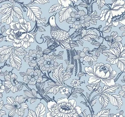 Brewster/ASP 2927-80402 Beaufort Light Blue Peony Chinoiserie Wallpaper> Damask, Trellis & Geometrics
