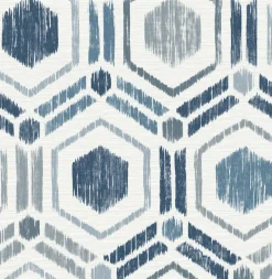Brewster/ASP 2901-25433 Borneo Blue Geometric Grasscloth Wallpaper> Damask, Trellis & Geometrics
