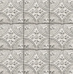 Brewster 2767-23763 Brasserie Silver Tin Ceiling Tile Wallpaper> Florals