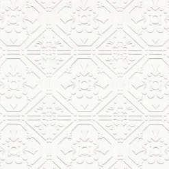 Brewster 4000-93996 Brooklyn White Tin Paintable Wallpaper New