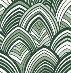 Brewster/ASP 2969-87354 CABARITA Green Art Deco Leaves Wallpaper Best