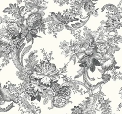 Brewster/ASP 2927-81600 Carmel Black Baroque Florals Wallpaper Clearance