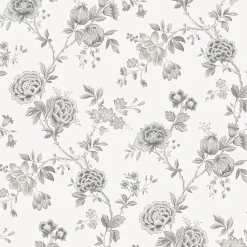 Brewster 3123-02216 Chrysanthemum Grey Jacobean Wallpaper Online
