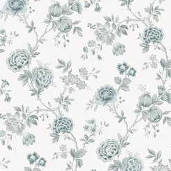 Brewster 3123-02215 Chrysanthemum Teal Jacobean Wallpaper> Architectural