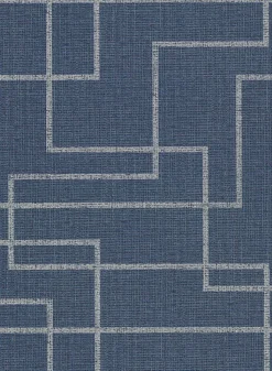 Brewster 2921-50512 Clarendon Indigo Geometric Faux Grasscloth Wallpaper Hot
