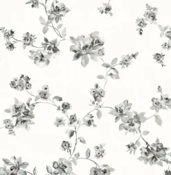 Brewster 3123-24482 Cyrus Charcoal Festive Floral Wallpaper Outlet