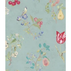 Brewster 375022 Danique Teal Garden Wallpaper> Architectural