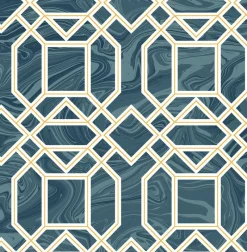 Brewster/ASP 2763-24222 Daphne Blue Trellis Wallpaper Outlet
