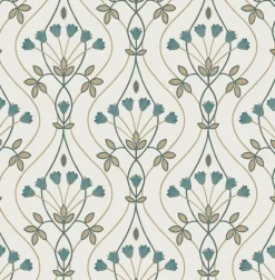Brewster/ASP 2970-26145 Dard Teal Tulip Ogee Wallpaper> Architectural