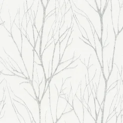 Brewster 2979-37260-2 Diani White Metallic Tree Wallpaper Clearance