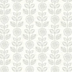 Brewster 2904-13514 Dolly Taupe Folk Floral Wallpaper Outlet