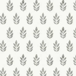 Brewster 3122-11300 Ervic Charcoal Leaf Block Print Wallpaper Clearance