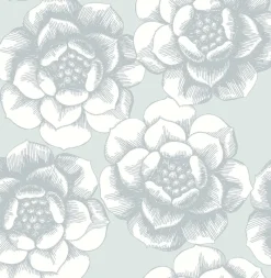 Brewster/ASP 2763-24240 Fanciful Silver Floral Wallpaper Sale