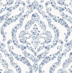 Brewster/ASP 2901-25403 Featherton Blue Floral Damask Wallpaper Hot