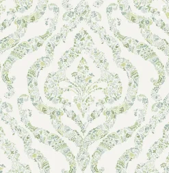 Brewster/ASP 2901-25404 Featherton Light Green Floral Damask Wallpaper New