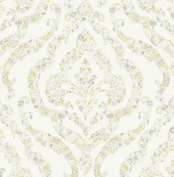 Brewster/ASP 2901-25401 Featherton Mustard Floral Damask Wallpaper
