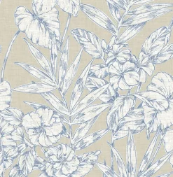 Brewster/ASP 2744-24107 Fiji Navy Floral Wallpaper> Architectural