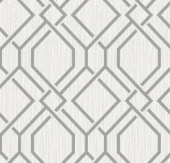 Brewster 4025-82528 Frege Grey Trellis Wallpaper New