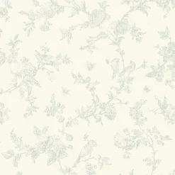 Brewster 3119-02194 French Nightingale Sage Floral Scroll Wallpaper> Animals & Insects