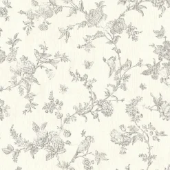 Brewster 3119-02193 French Nightingale Taupe Floral Scroll Wallpaper Hot