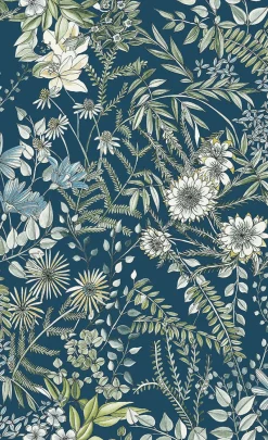Brewster/ASP 2821-12902 Full Bloom Navy Floral Wallpaper Outlet