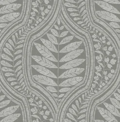 Brewster/ASP 2964-25951 Juno Dark Grey Ogee Wallpaper> Architectural