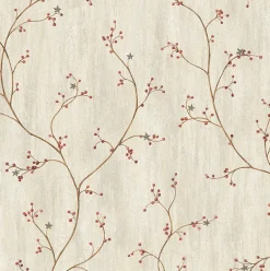 Brewster 3123-44031 Justine Light Grey Berry Trail Wallpaper