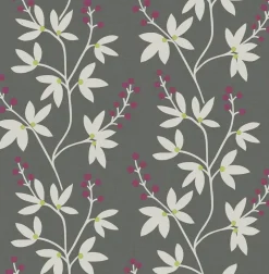 Brewster/ASP 2901-25439 Linnea Elsa Dark Brown Botanical Trail Wallpaper Discount