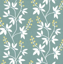 Brewster/ASP 2901-25440 Linnea Elsa Teal Botanical Trail Wallpaper> Architectural