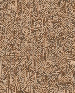 Brewster 391520 Longmont Burnt Sienna Global Geometric Wallpaper> Florals