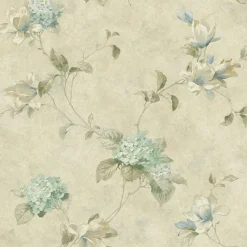 Brewster 3123-76305 Magnolia Teal Hydrangea Trail Wallpaper Sale
