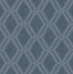 Brewster 4025-82541 Mersenne Indigo Geometric Wallpaper> Florals