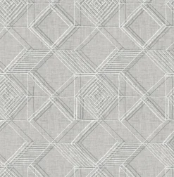 Brewster/ASP 2969-26018 Moki Grey Lattice Geometric Wallpaper> Florals