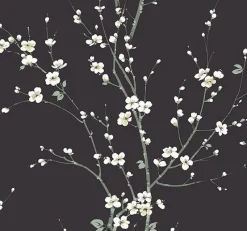 Brewster/ASP 2927-81800 Monterey Black Floral Branch Wallpaper> Architectural