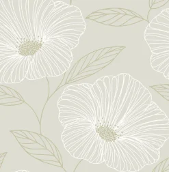 Brewster 2904-24320 Mythic Light Grey Floral Wallpaper Outlet