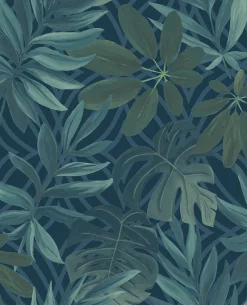 Brewster/ASP 2763-24201 Nocturnum Blue Leaf Wallpaper> Architectural