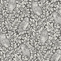 Brewster 3123-12415 Parliament Charcoal Owl Wallpaper> Animals & Insects