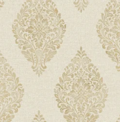 Brewster 2834-25043 Pascale Gold Medallion Wallpaper> Florals
