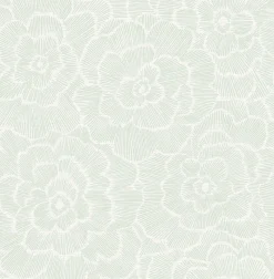 Brewster/ASP 2969-26040 Periwinkle Green Textured Floral Wallpaper Sale