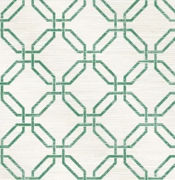 Brewster 2766-24409 Phaius Green Trellis Wallpaper> Florals