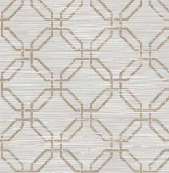 Brewster 2766-24406 Phaius Taupe Trellis Wallpaper> Florals