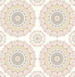 Brewster 2766-001805 Priya Blush Medallion Wallpaper> Florals