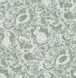 Brewster/ASP 2861-25724 Revival Dark Green Fauna Wallpaper Hot