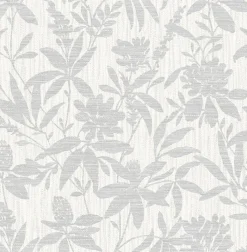 Brewster 4025-82530 Riemann Silver Floral Wallpaper> Architectural