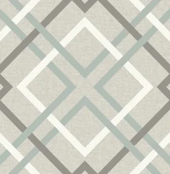 Brewster 2904-22649 Saltire Taupe Geometric Wallpaper> Florals
